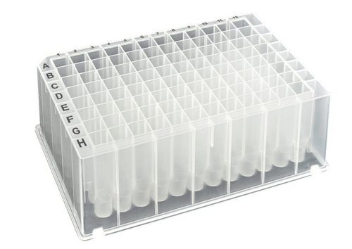 Non-Sterile 2 mL 96-Well Deep Well Plate, V-Conical Bottom, Square Wells, RNase/DNase Free KingFisher Compatible